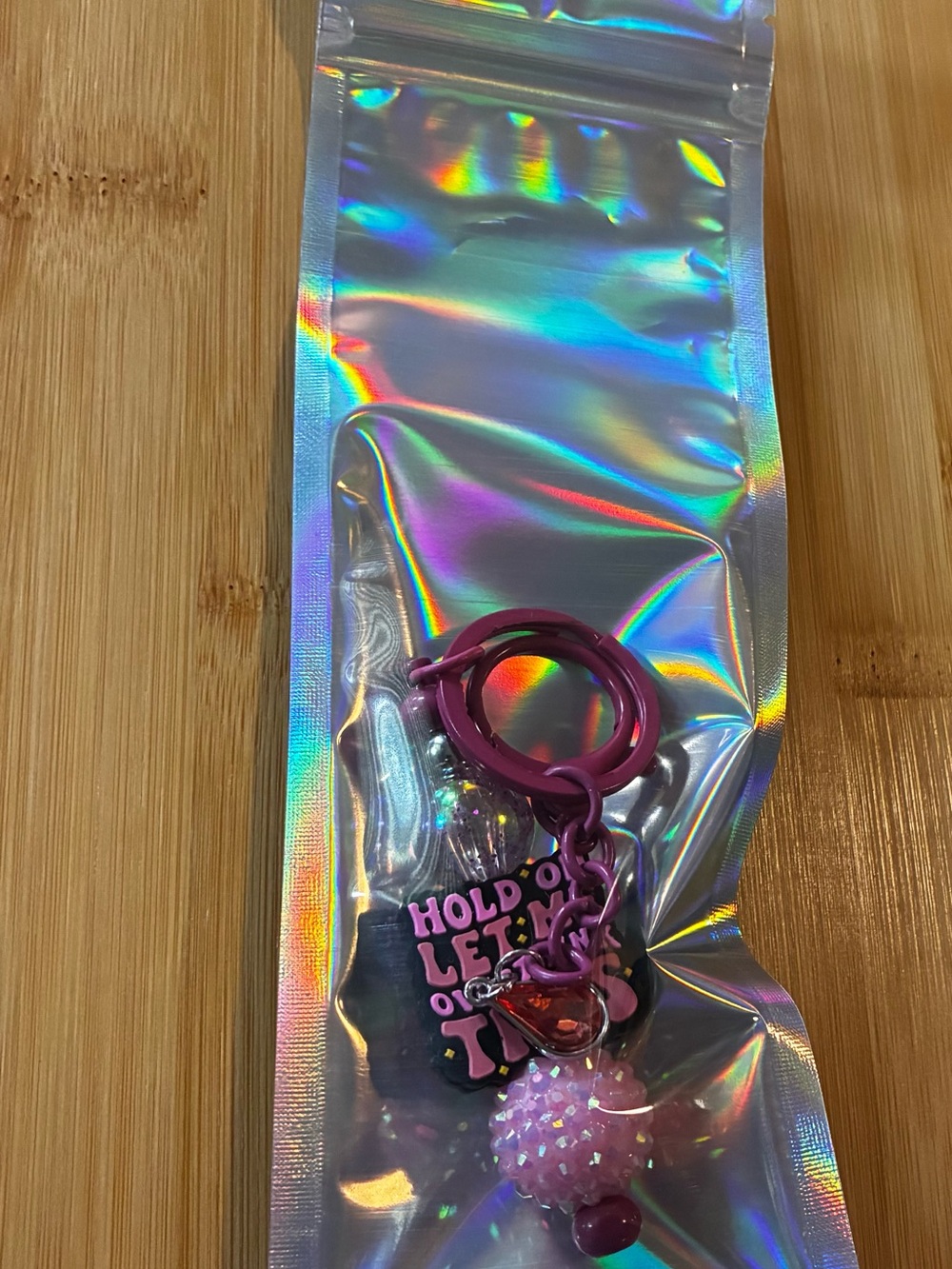 Pink 'Hold On Let Me Overthink This' Keychain - Picture 4 of 4